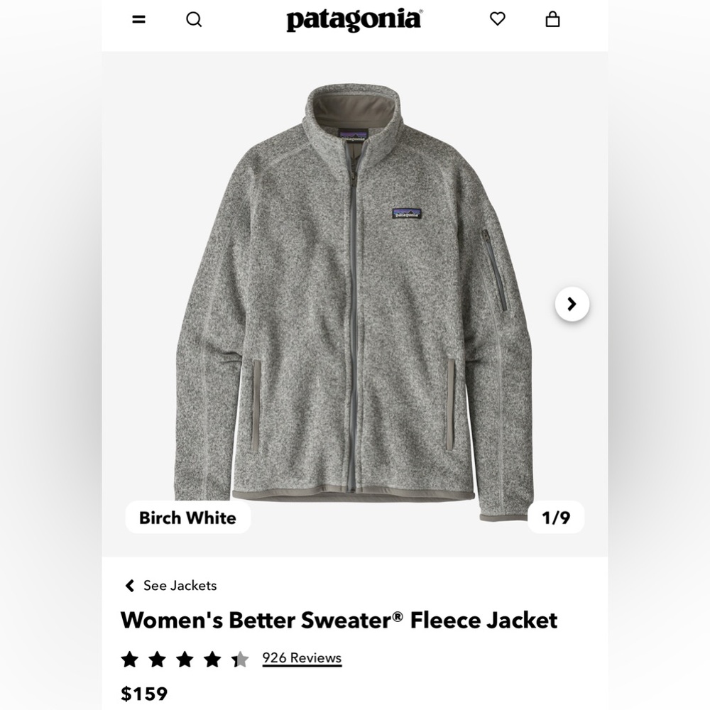 Patagonia Women’s Better Sweater (S) NWOT